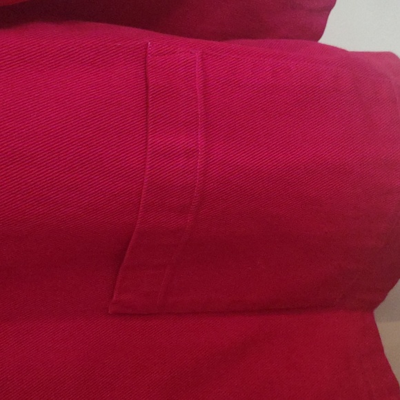 Lands' End Women's Regular Large Red Denim Utility Jacket with Structured Design - Picture 4 of 6